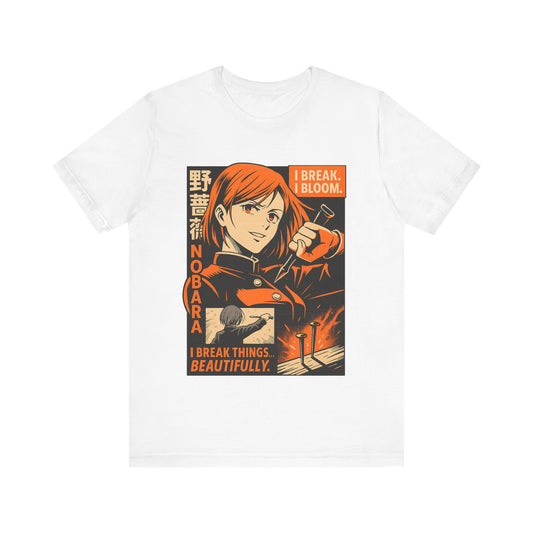 Anime-Inspired Unisex Tee: "I Break, I Bloom" Graphic T-Shirt for Fans, Casual Style, Gift for Her/Him, Streetwear, Everyday Wear